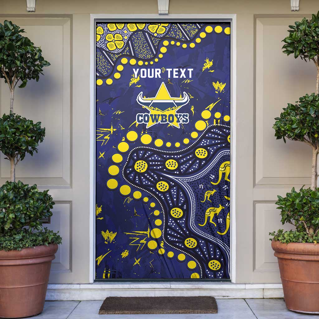 Personalized North Queensland Cowboys Door Cover Aboriginal Pattern with Graffiti Style Design