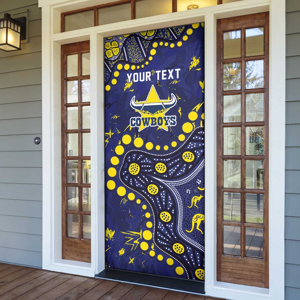 Personalized North Queensland Cowboys Door Cover Aboriginal Pattern with Graffiti Style Design