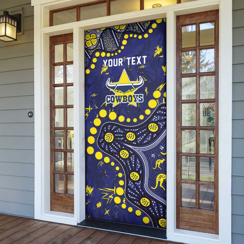 Personalized North Queensland Cowboys Door Cover Aboriginal Pattern with Graffiti Style Design
