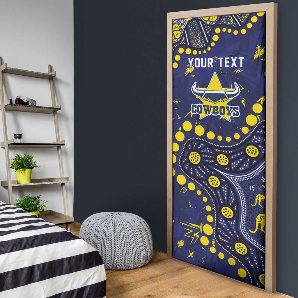 Personalized North Queensland Cowboys Door Cover Aboriginal Pattern with Graffiti Style Design