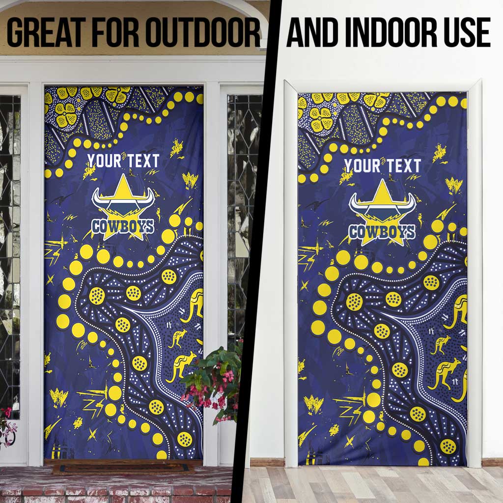 Personalized North Queensland Cowboys Door Cover Aboriginal Pattern with Graffiti Style Design