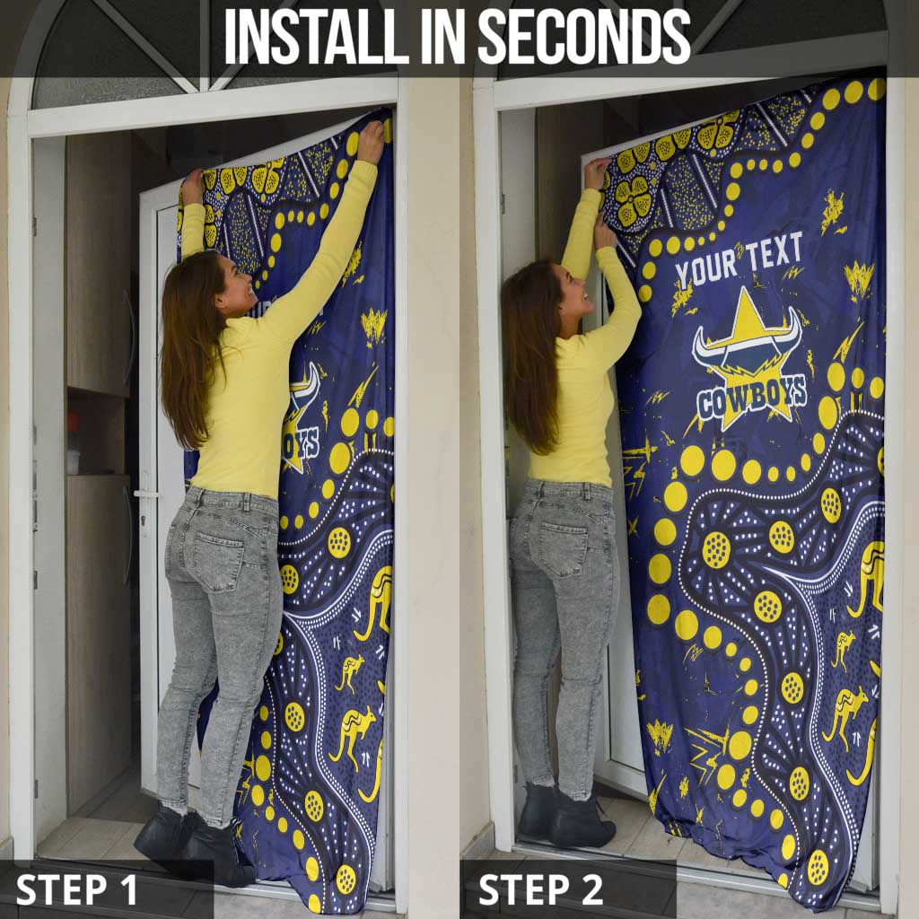 Personalized North Queensland Cowboys Door Cover Aboriginal Pattern with Graffiti Style Design