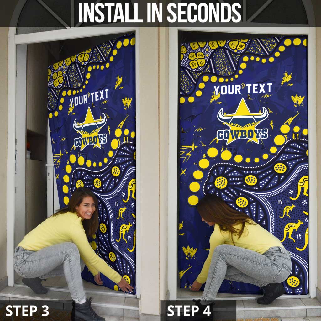 Personalized North Queensland Cowboys Door Cover Aboriginal Pattern with Graffiti Style Design