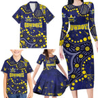 Personalized North Queensland Cowboys Family Matching Long Sleeve Bodycon Dress and Hawaiian Shirt Aboriginal Pattern with Graffiti Style Design