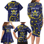 Personalized North Queensland Cowboys Family Matching Long Sleeve Bodycon Dress and Hawaiian Shirt Aboriginal Pattern with Graffiti Style Design