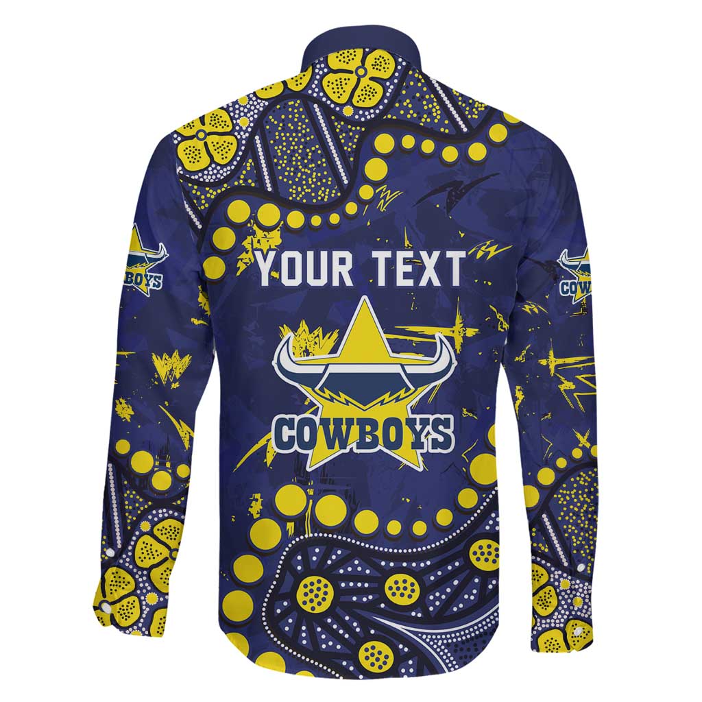 Personalized North Queensland Cowboys Family Matching Long Sleeve Bodycon Dress and Hawaiian Shirt Aboriginal Pattern with Graffiti Style Design