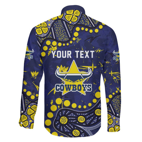 Personalized North Queensland Cowboys Family Matching Mermaid Dress and Hawaiian Shirt Aboriginal Pattern with Graffiti Style Design