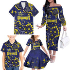 Personalized North Queensland Cowboys Family Matching Off The Shoulder Long Sleeve Dress and Hawaiian Shirt Aboriginal Pattern with Graffiti Style Design