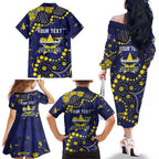 Personalized North Queensland Cowboys Family Matching Off The Shoulder Long Sleeve Dress and Hawaiian Shirt Aboriginal Pattern with Graffiti Style Design