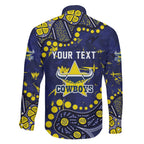 Personalized North Queensland Cowboys Family Matching Off The Shoulder Long Sleeve Dress and Hawaiian Shirt Aboriginal Pattern with Graffiti Style Design