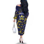 Personalized North Queensland Cowboys Family Matching Off The Shoulder Long Sleeve Dress and Hawaiian Shirt Aboriginal Pattern with Graffiti Style Design