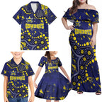 Personalized North Queensland Cowboys Family Matching Off Shoulder Maxi Dress and Hawaiian Shirt Aboriginal Pattern with Graffiti Style Design