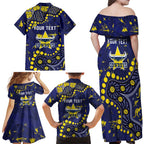 Personalized North Queensland Cowboys Family Matching Off Shoulder Maxi Dress and Hawaiian Shirt Aboriginal Pattern with Graffiti Style Design