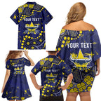 Personalized North Queensland Cowboys Family Matching Off Shoulder Short Dress and Hawaiian Shirt Aboriginal Pattern with Graffiti Style Design