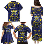 Personalized North Queensland Cowboys Family Matching Puletasi and Hawaiian Shirt Aboriginal Pattern with Graffiti Style Design