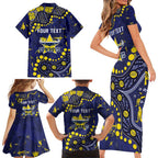 Personalized North Queensland Cowboys Family Matching Short Sleeve Bodycon Dress and Hawaiian Shirt Aboriginal Pattern with Graffiti Style Design