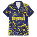 Personalized North Queensland Cowboys Family Matching Short Sleeve Bodycon Dress and Hawaiian Shirt Aboriginal Pattern with Graffiti Style Design