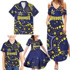 Personalized North Queensland Cowboys Family Matching Summer Maxi Dress and Hawaiian Shirt Aboriginal Pattern with Graffiti Style Design