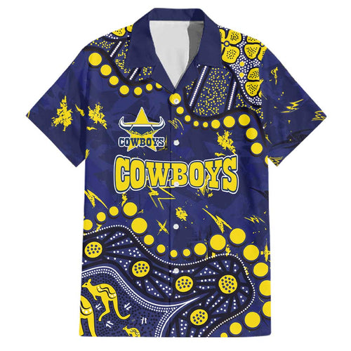 Personalized North Queensland Cowboys Family Matching Summer Maxi Dress and Hawaiian Shirt Aboriginal Pattern with Graffiti Style Design