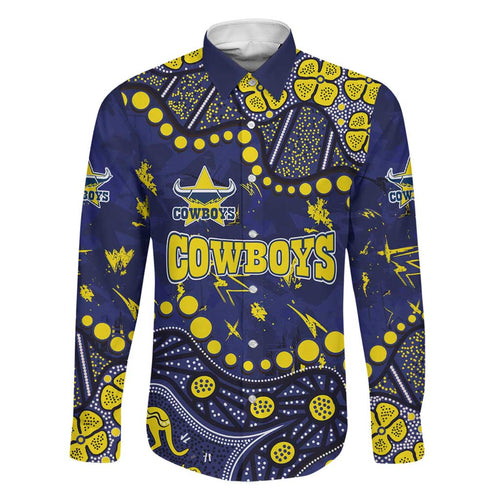 Personalized North Queensland Cowboys Family Matching Summer Maxi Dress and Hawaiian Shirt Aboriginal Pattern with Graffiti Style Design