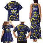 Personalized North Queensland Cowboys Family Matching Tank Maxi Dress and Hawaiian Shirt Aboriginal Pattern with Graffiti Style Design
