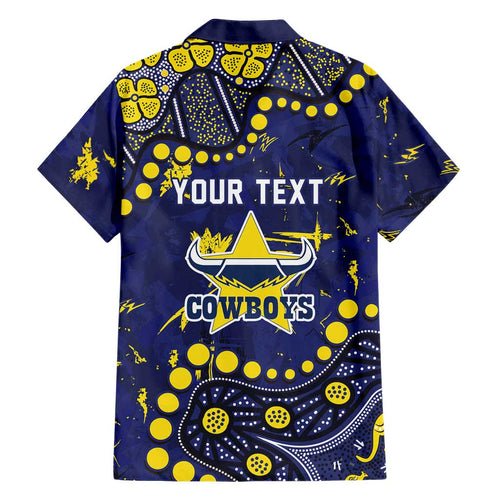 Personalized North Queensland Cowboys Family Matching Tank Maxi Dress and Hawaiian Shirt Aboriginal Pattern with Graffiti Style Design
