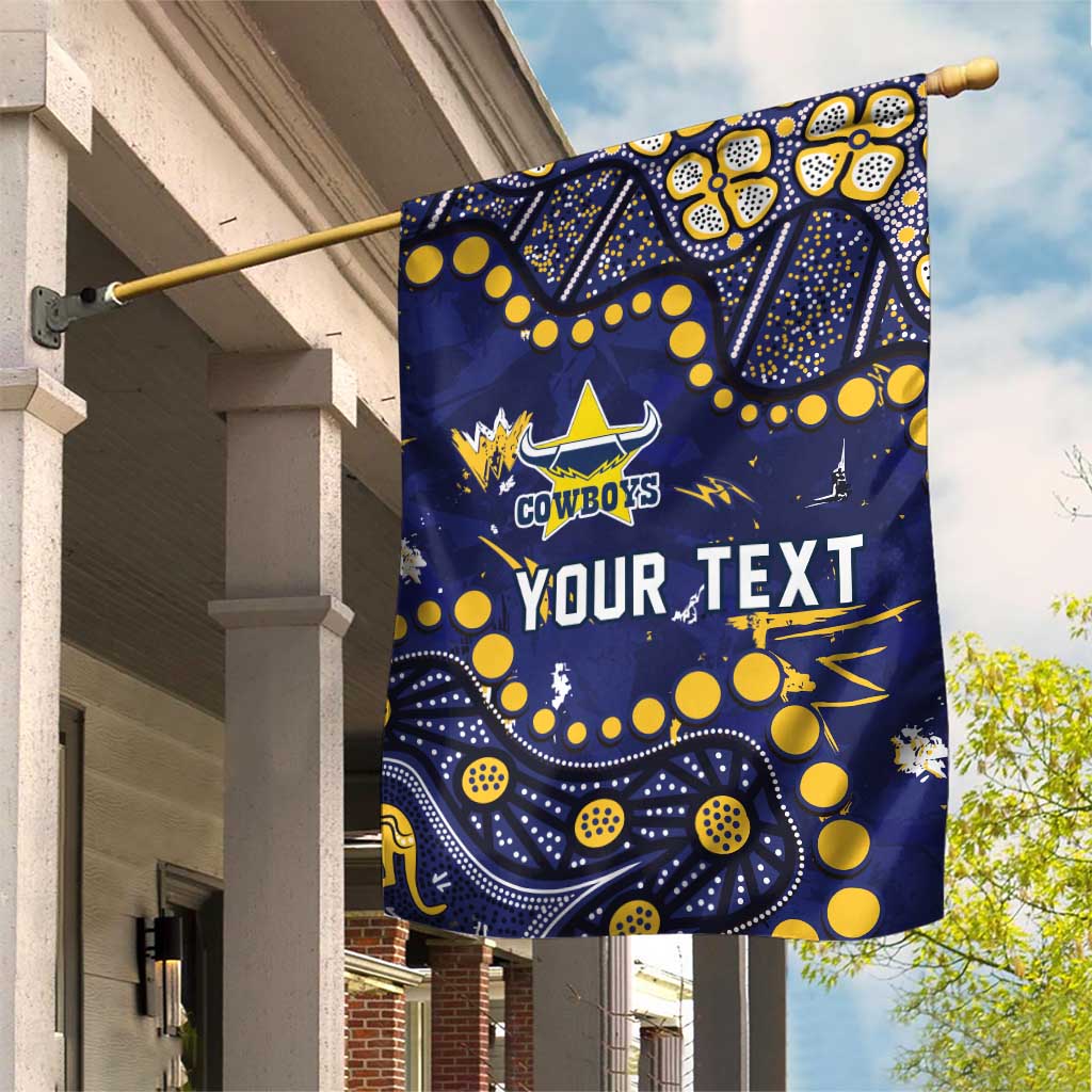 Personalized North Queensland Cowboys Garden Flag Aboriginal Pattern with Graffiti Style Design
