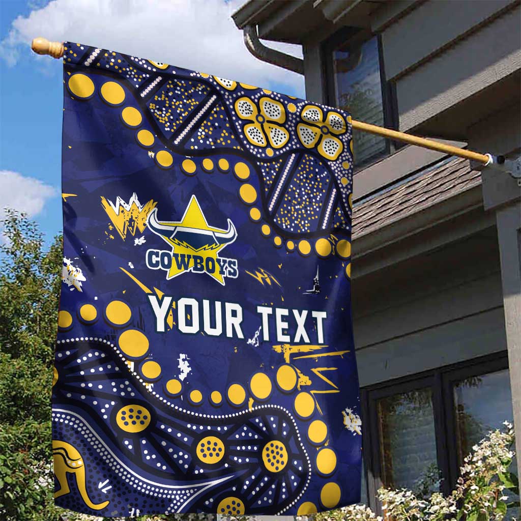 Personalized North Queensland Cowboys Garden Flag Aboriginal Pattern with Graffiti Style Design