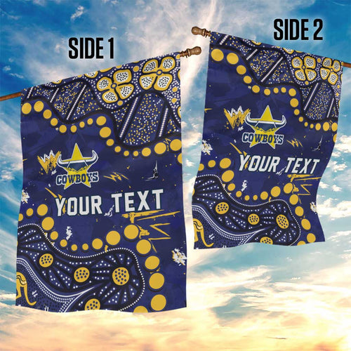 Personalized North Queensland Cowboys Garden Flag Aboriginal Pattern with Graffiti Style Design