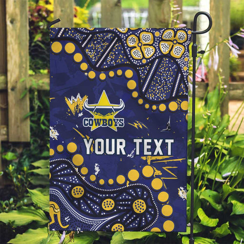 Personalized North Queensland Cowboys Garden Flag Aboriginal Pattern with Graffiti Style Design