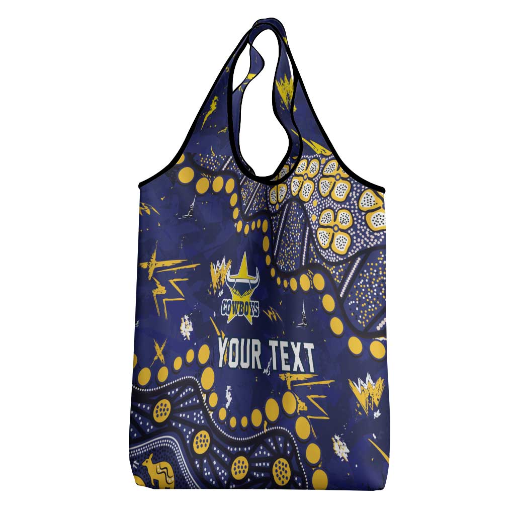 Personalized North Queensland Cowboys Grocery Bag Aboriginal Pattern with Graffiti Style Design
