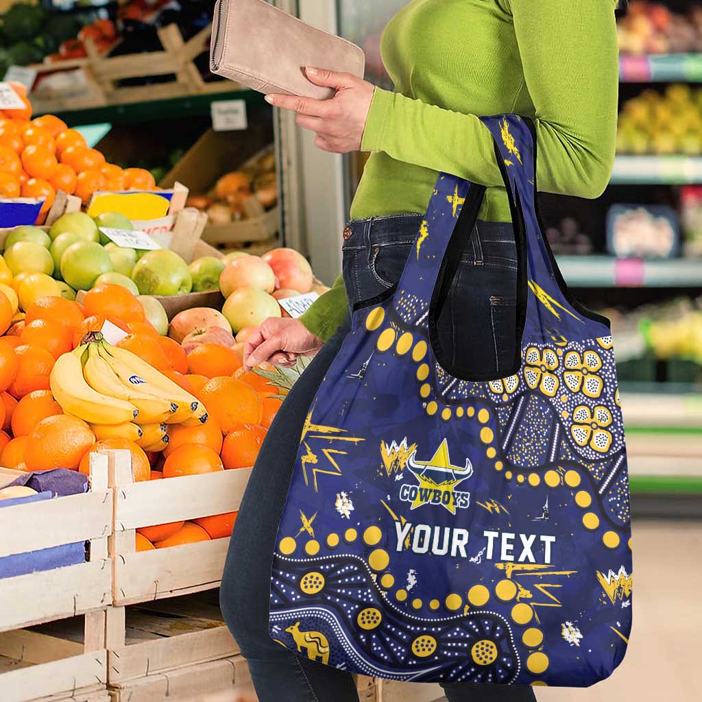 Personalized North Queensland Cowboys Grocery Bag Aboriginal Pattern with Graffiti Style Design