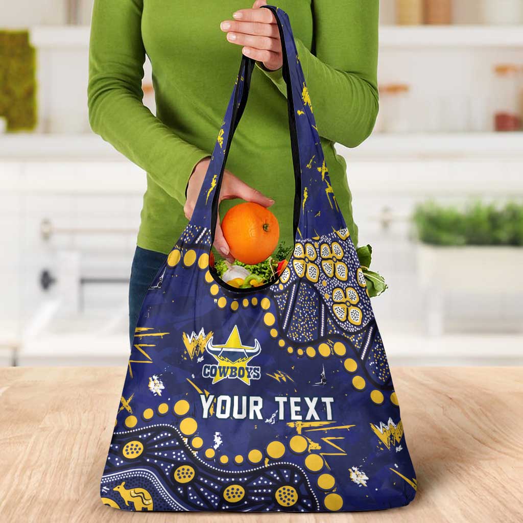 Personalized North Queensland Cowboys Grocery Bag Aboriginal Pattern with Graffiti Style Design