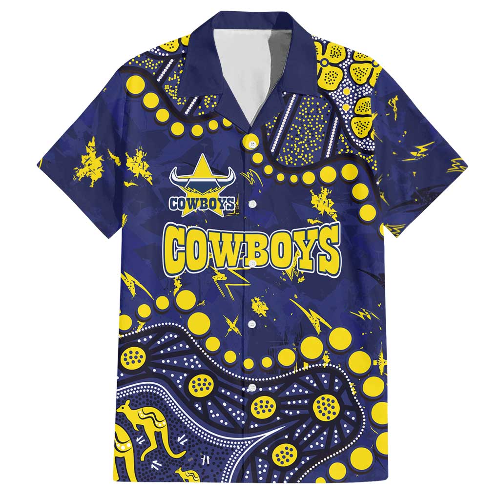 Personalized North Queensland Cowboys Hawaiian Shirt Aboriginal Pattern with Graffiti Style Design