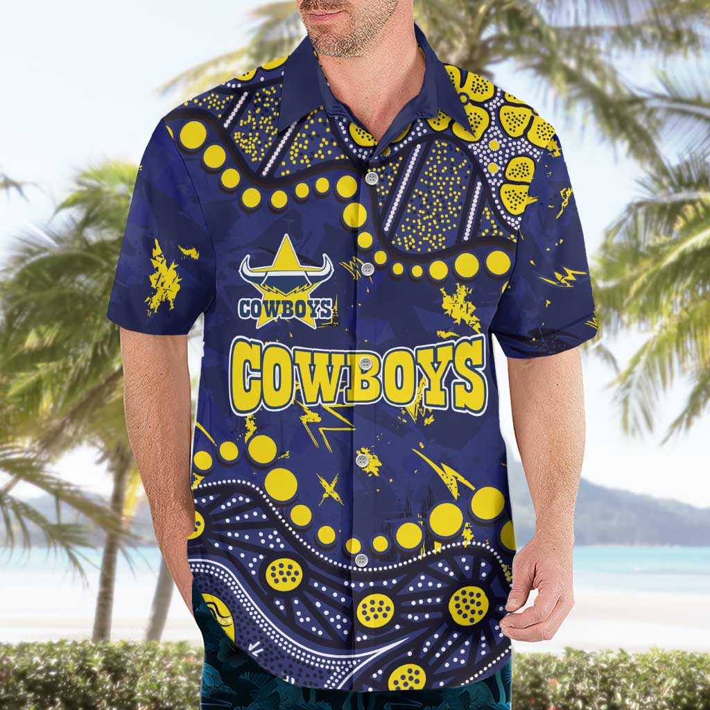 Personalized North Queensland Cowboys Hawaiian Shirt Aboriginal Pattern with Graffiti Style Design