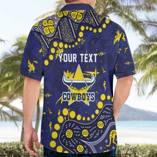 Personalized North Queensland Cowboys Hawaiian Shirt Aboriginal Pattern with Graffiti Style Design