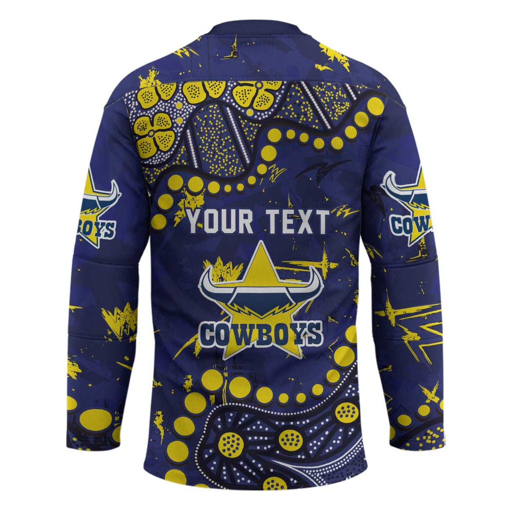 Personalized North Queensland Cowboys Hockey Jersey Aboriginal Pattern with Graffiti Style Design