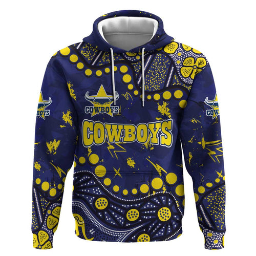 Personalized North Queensland Cowboys Hoodie Aboriginal Pattern with Graffiti Style Design