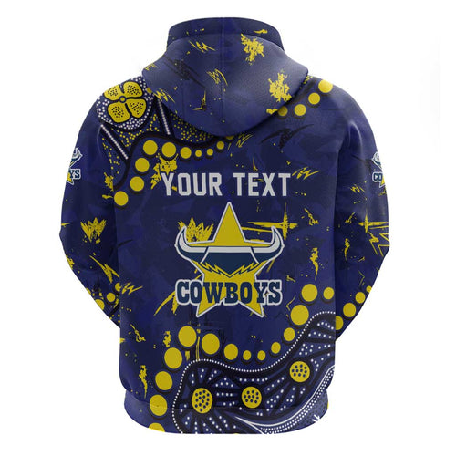 Personalized North Queensland Cowboys Hoodie Aboriginal Pattern with Graffiti Style Design