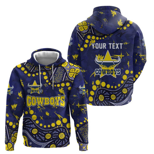 Personalized North Queensland Cowboys Hoodie Aboriginal Pattern with Graffiti Style Design