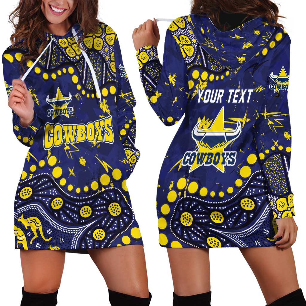 Personalized North Queensland Cowboys Hoodie Dress Aboriginal Pattern with Graffiti Style Design