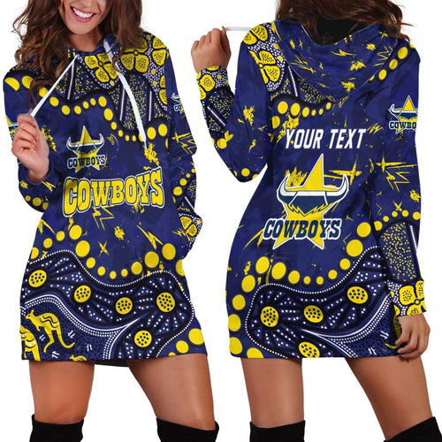 Personalized North Queensland Cowboys Hoodie Dress Aboriginal Pattern with Graffiti Style Design