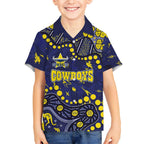 Personalized North Queensland Cowboys Kid Hawaiian Shirt Aboriginal Pattern with Graffiti Style Design