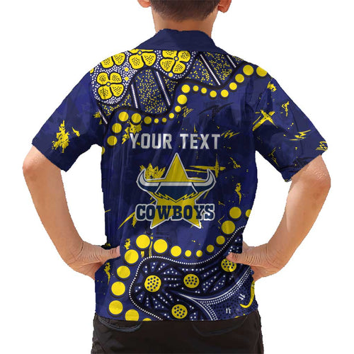 Personalized North Queensland Cowboys Kid Hawaiian Shirt Aboriginal Pattern with Graffiti Style Design