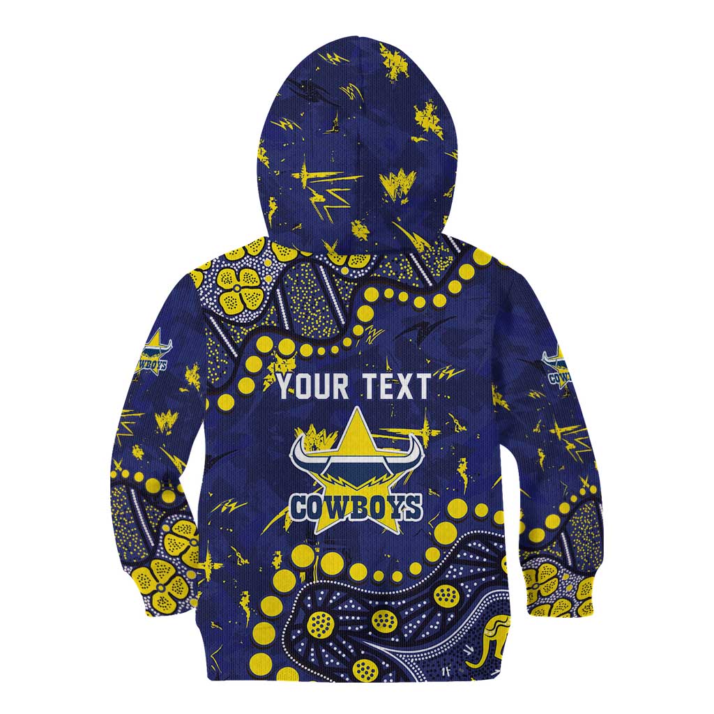 Personalized North Queensland Cowboys Kid Hoodie Aboriginal Pattern with Graffiti Style Design