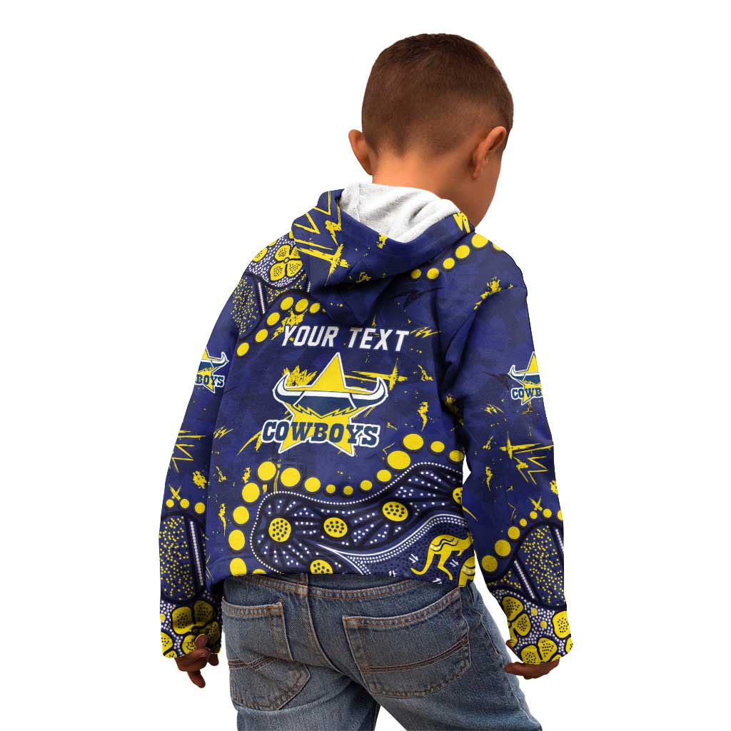 Personalized North Queensland Cowboys Kid Hoodie Aboriginal Pattern with Graffiti Style Design