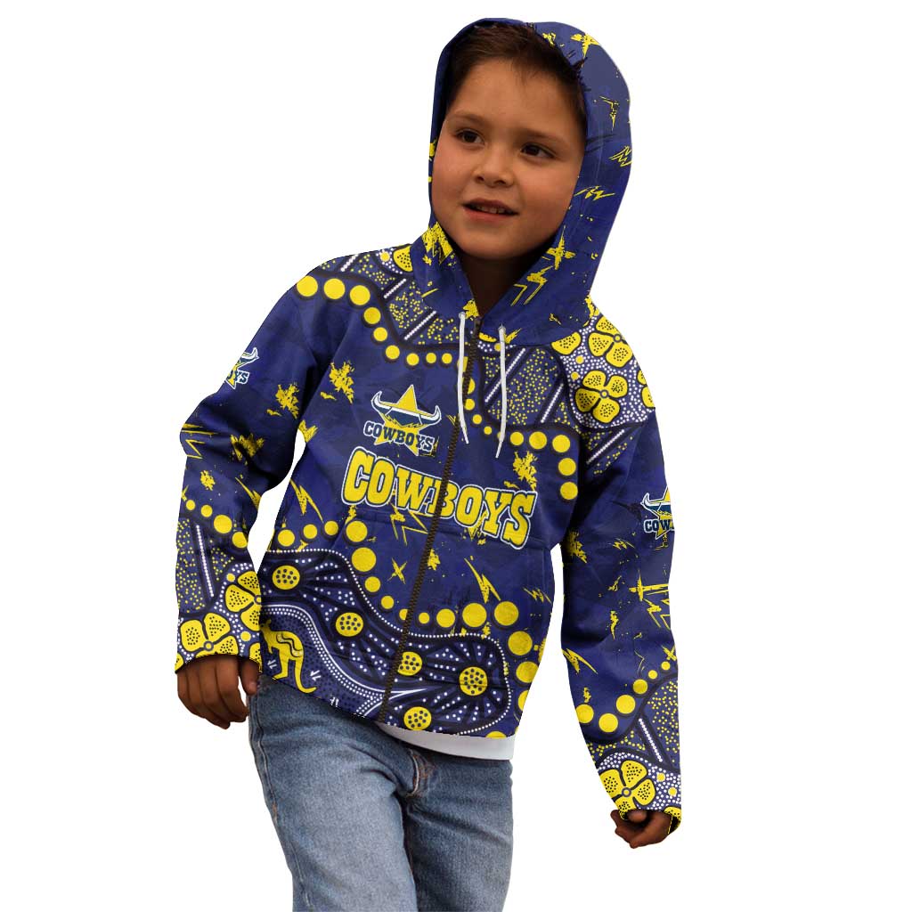 Personalized North Queensland Cowboys Kid Hoodie Aboriginal Pattern with Graffiti Style Design