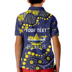 Personalized North Queensland Cowboys Kid Polo Shirt Aboriginal Pattern with Graffiti Style Design