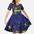 Personalized North Queensland Cowboys Kid Short Sleeve Dress Aboriginal Pattern with Graffiti Style Design