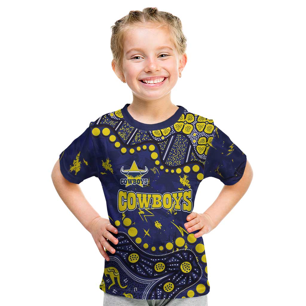 Personalized North Queensland Cowboys Kid T Shirt Aboriginal Pattern with Graffiti Style Design
